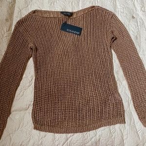 Rose gold metallic loose knit sweater